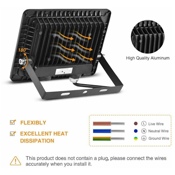 (1 Pack) 30W LED-utomhusstrålkastare, IP65 Vattentät Kraftfull LED-strålkastare för Utomhusbruk, 220V Kallvitt Utomhusljus, LED-strålkastare för Utomhusbruk, Säkerhet