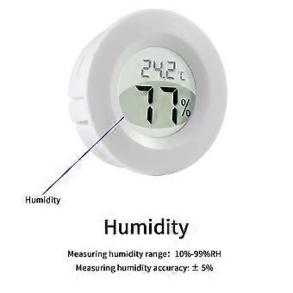 2 st Mini Rund Hygrometer Termometer Digital LCD Monitor Mätare Inomhus Utomhus Fuktighet Temperaturmätare