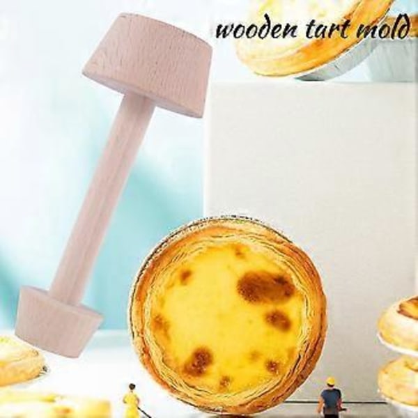 2 Stykker Tre Tart Tamper Sett Tart Pan Treformer Egg Tart Tamper Bakverk Verktøy Tart Tamper DIY Kake Bakverk Verktøy