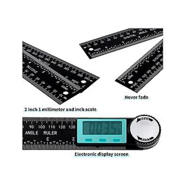2 kpl Digitaalinen Kulmamitta Protractor 2 in 1 Kulmamittaviivain LCD-näytöllä DIY Mittaukseen