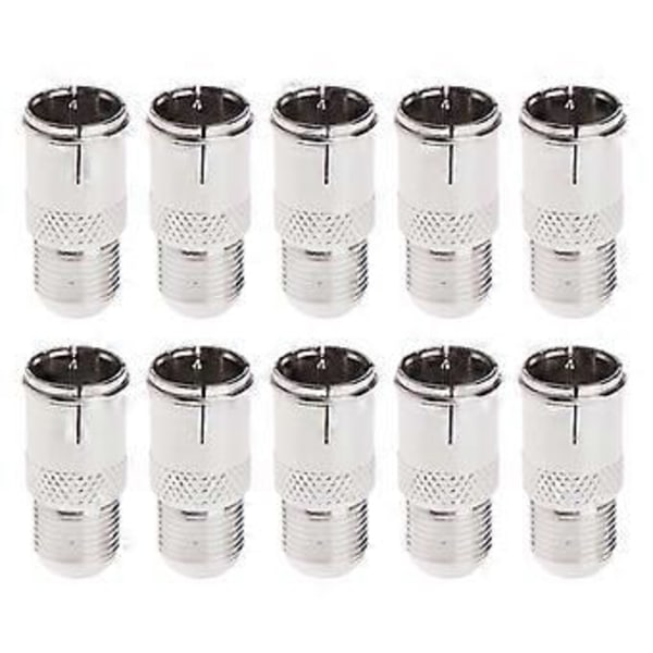10 st Snabbkopplings F-kontakt Hane till Hona Adapter - Push On RF Koaxial
