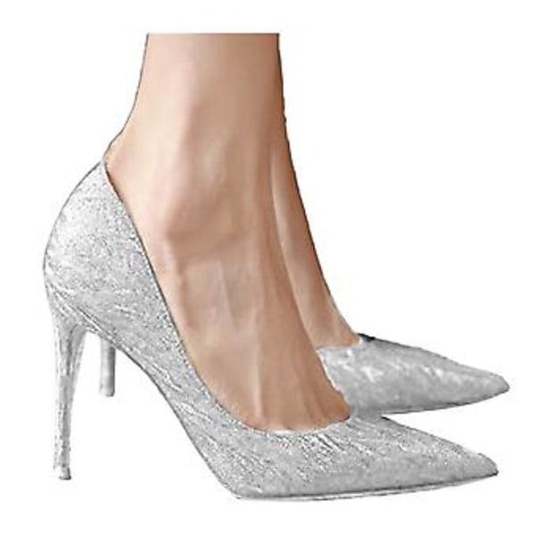 Dame Hæle Pumps Sko Tynd Hæl Sandal Spids Tå Komfortabel til Bryllupsfest Sølv Størrelse 38