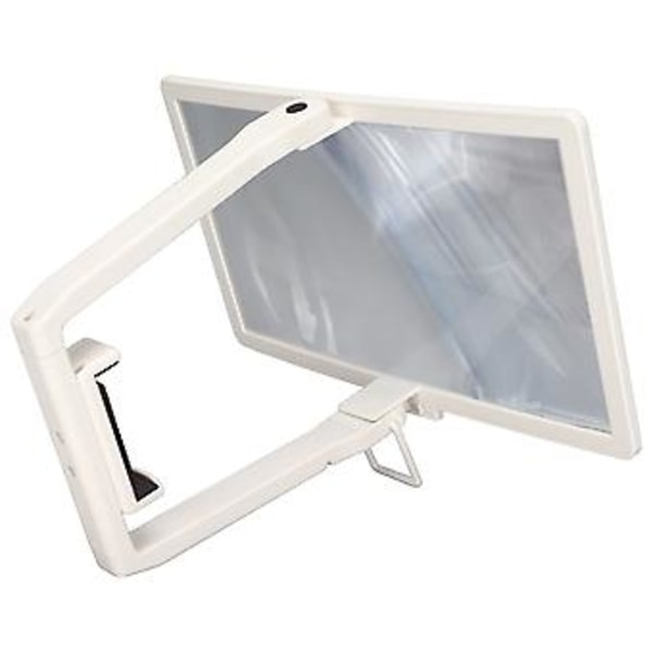 12 tommer telefonskærmforstørrelsesglas, sammenklappeligt 3D HD-forstørrelsesglas til de fleste smartphones, hvid