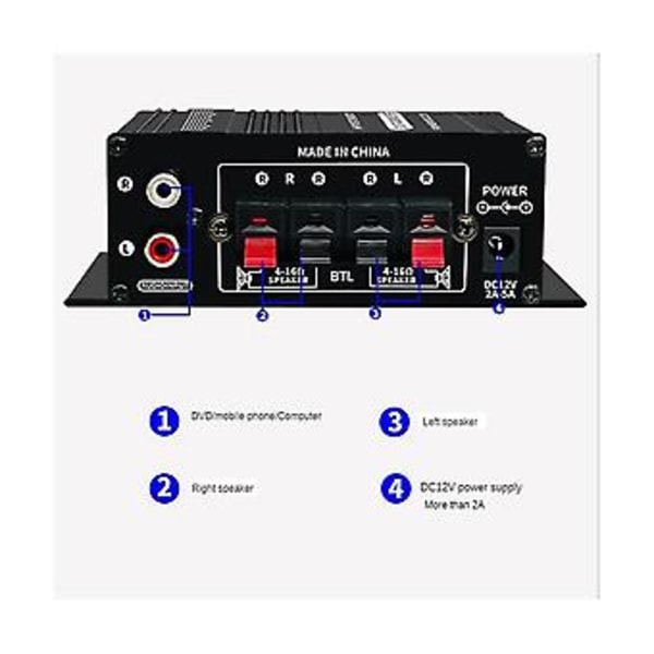 -270 Ak270 12v Mini Hifi Forstærker O Hjemmebil Forstærker 2 Chl Forstærker Usb/s