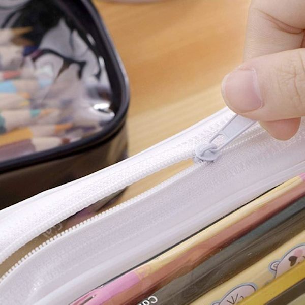 2 st transparenta PVC-blixtlås pennfodral - Toalettartiklar Exam Pen Pouch Case