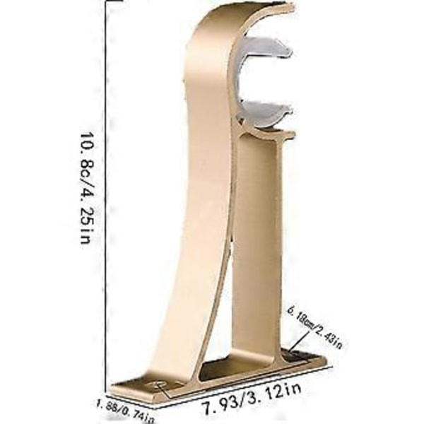 Gardinstångsfästen i aluminiumlegering med enkelhål, takfäste för gardinstänger för duschar, gardinstänger över dörrar (4 st)