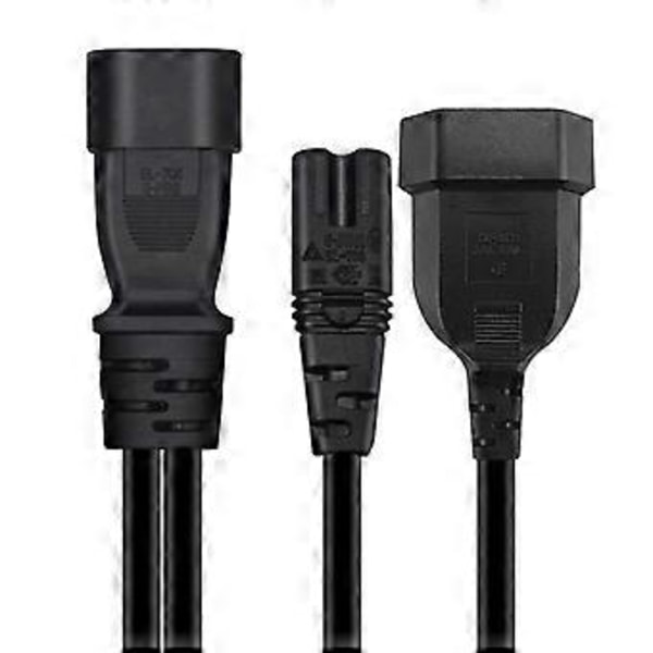 1 st Enkel C14 till C7 + EU4.0MM Kort Ström Y Splitter Adapter Kabel Sladd 32cm