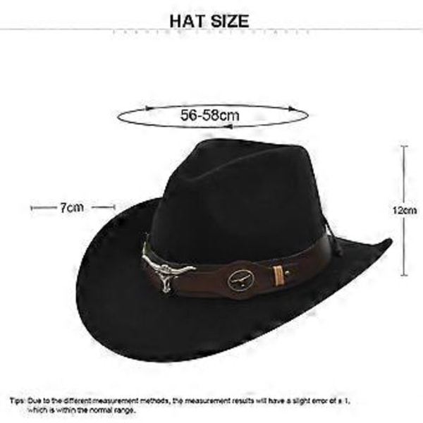 Cowboyhatt Retro Jazzhatt Sølvlenke Ull Topphatt Filthatt Retro Faux Sauhatt Cowboyhatt