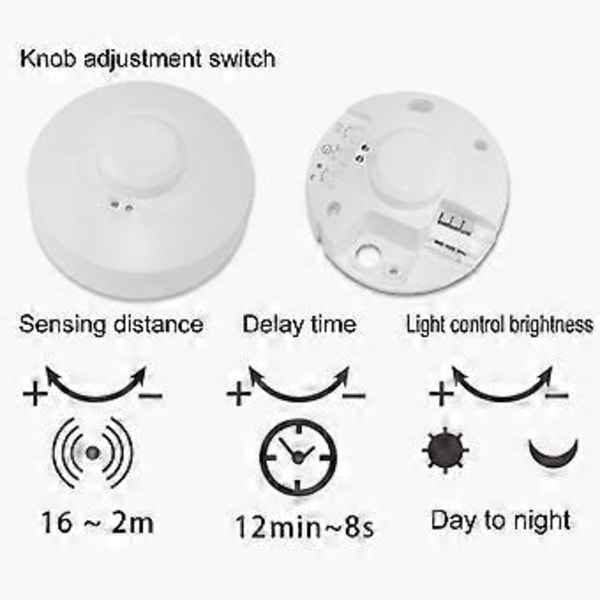 Mikrobølgesensor Kontakter Identificerer Automatisk Belysning TDL-1915 5.8GHz AC85-250V