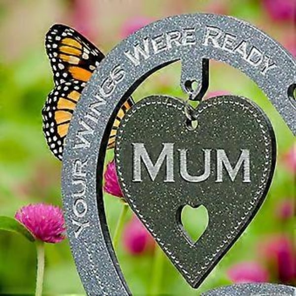 Hjerteformet Plade Ornament Metal Pind Ord Kort Din Vinge Var Klar, Men Vores Hjerte Var Ikke Til Have Blomsterpotte-2