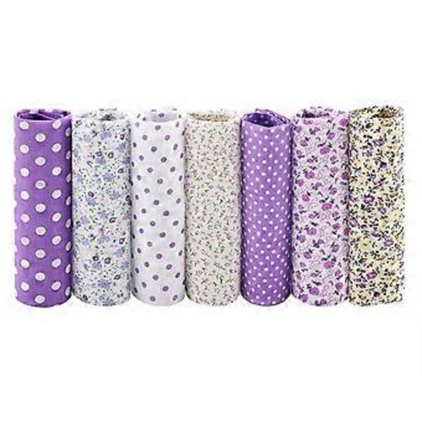 7 st 25*25cm Bomullstyg DIY Blandade Rutor Förklippt Sängkläder Kit Kvartals Bundle Lila Prick