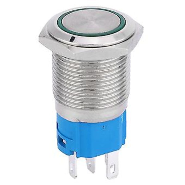 16mm LED Itsepalautuva 1NO 1NC Metallinen Painonappikytkin Auton Muokkaukseen (Vihreä Valo 24V)