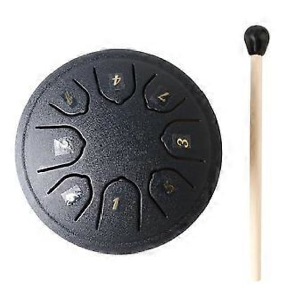 Regntrumma för Utomhusbruk, Stål Tongue Drum, 8 Toner 4,5 Tum Chakra Tank Drum Stål Slagverk Vadderade Klubbor Marinblå
