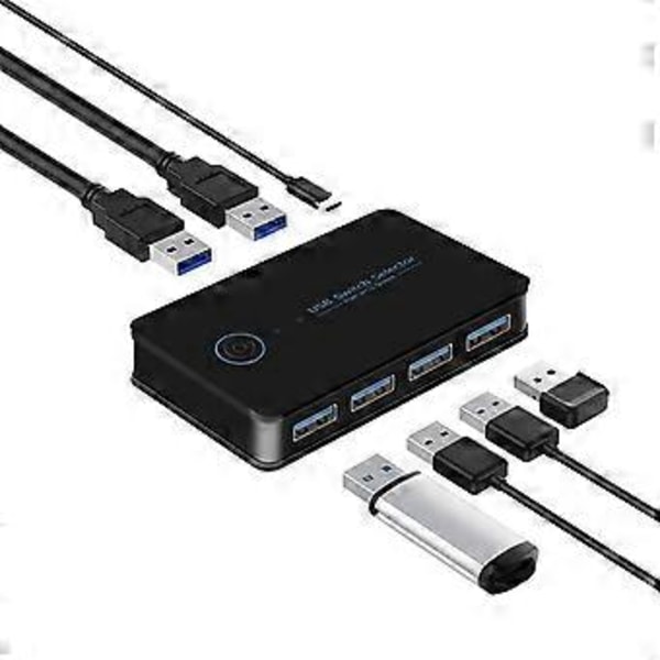 USB KVM Switch USB Delad Switch 2 in 4 Ut för Laptop PC Tangentbord Mus Skrivare USB Switch Hub Adapter USB 3.0