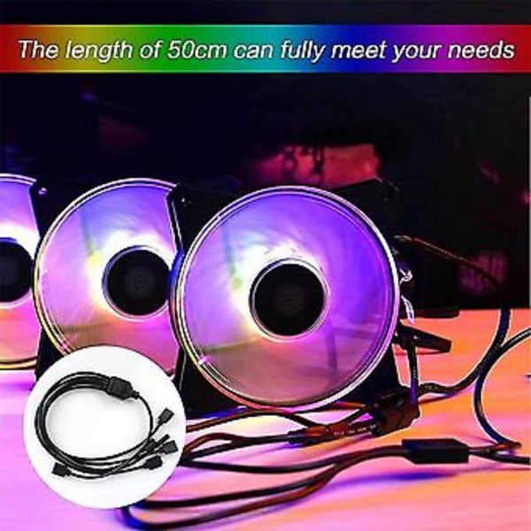 2 kpl Tuuletin Rgb Jakaja Adapterikaapeli Emolevyn Jatkojohto 5v 3 Pin Tuuletin Kaapelin Jakaja Tietokoneelle