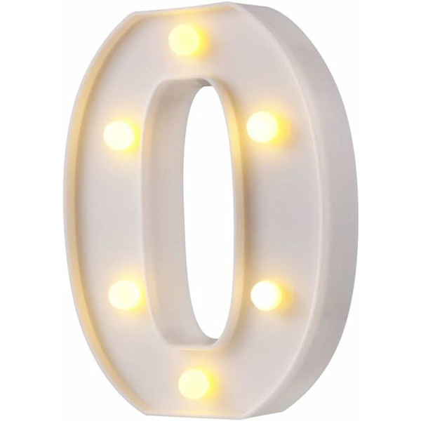 LED Marquee Bogstavlys 26 Alfabetet Oplyste Bogstaver Skilte Perfekt til Bryllupsfest Bar Dekoration (Hvid O)-Fei Yu