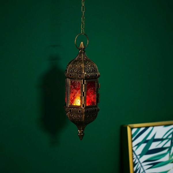 Marokon riippuvat kynttilälyhty kynttilänjalat 2 osaa metallia ja lasia ruskea Ramadan lamppu Koristeellinen kynttilälyhty olohuone parvekkeelle