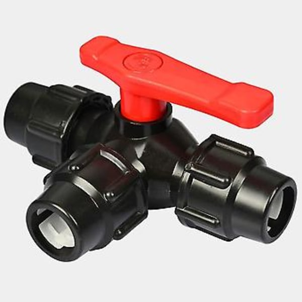 3-tieventtiili puutarhaletkun PE-liitinjakaja, letkun jakotukki, kestävä vesiletkuliitin - 20mm/25mm/32mm/40mm/50mm