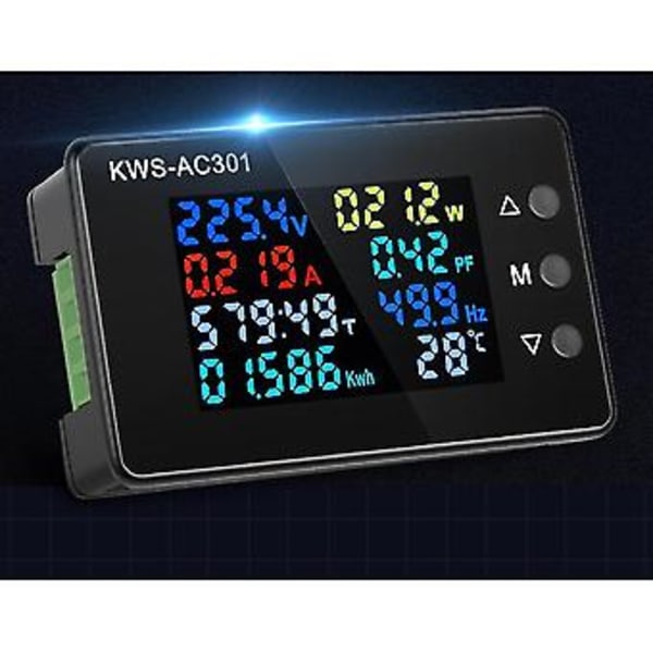 Digital Display Ström Voltmeter 50-300v Ac Wattmeter Funct Elektrisk Mätare Detektor