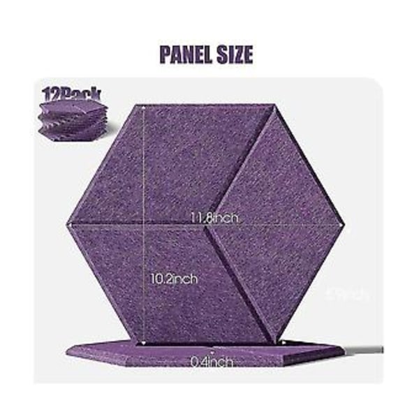 12 stk. - Acoic Panel Hexagon Y-linjet Lydpanel Høj Densitet