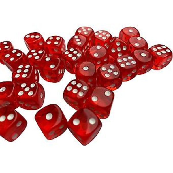 16mm D6 Noppa Punainen Läpinäkyvä/valkoinen - Valmistettu Saksassa! - 5 kpl