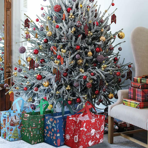 8 st återanvändbara julklappspåsar i non-woven-tyg, multifunktionella julklappspåsar för inslagning av presenter, julfesttillbehör, 32.