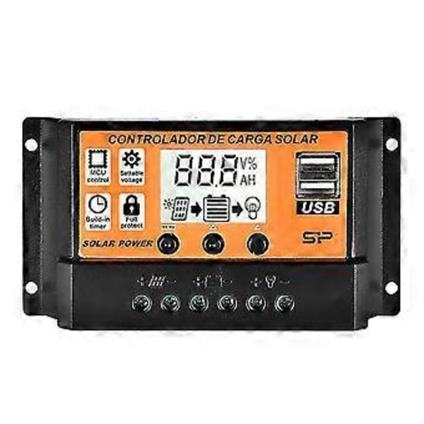 Kaksois-USB-portilla varustettu aurinkopaneeliohjain, älykäs säädin 12V/24V MPPT/PWM automaattinen parametri säädettävä LCD-näyttö