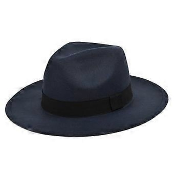 Ny uldhat jazzhat retro sort uld jazzhat flad skygge stor skygge hat