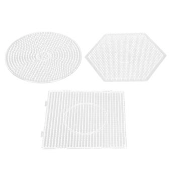 3 stk. Plastperlebrett for barn: Firkantet Rund Heks 5 mm Store Smelteperlebrett for Håndverksmaler
