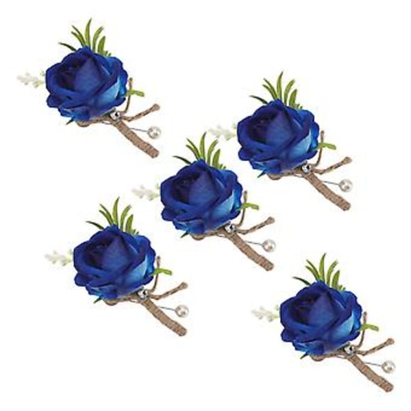 Konstgjord Blomsterkorsage, 5 st Bröllopsboutonniere Nål Knapphål Blommor Konstgjord Brudgum Ros Framtidssäker Design