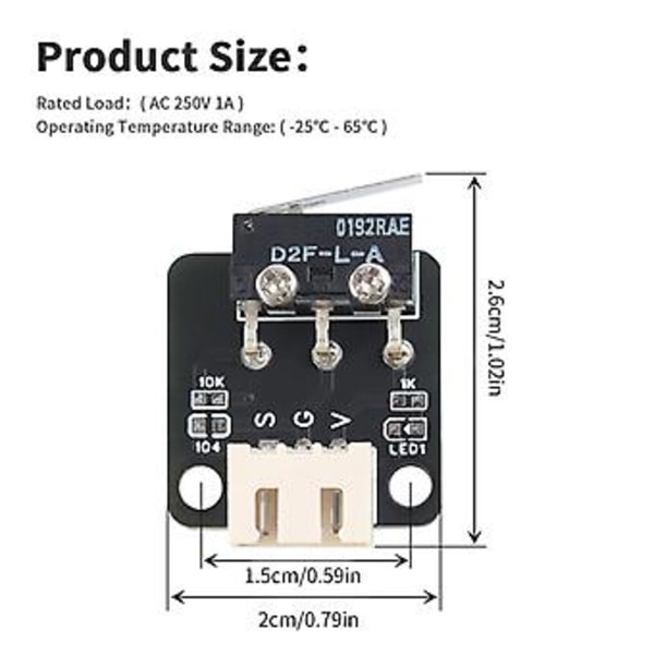XYZ Akser Mikro Mekaniske Brytere 3 Pin Tilbehør for CR10 3D-skriver