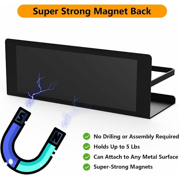 Magnetisk kryddhylla för kylskåp - 2 kryddhållare, magnetisk kökhylla, kökhyllor utan borrning Idealisk för kylskåp och metallytor