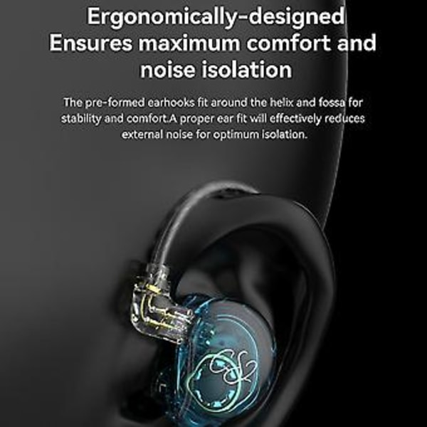 CS2 High Fidelity Kablede Hovedtelefoner In-ear 1dd Dynamisk Hifi Subwoofer Ørepropper Løb Støjreducerende Hovedtelefoner Sort