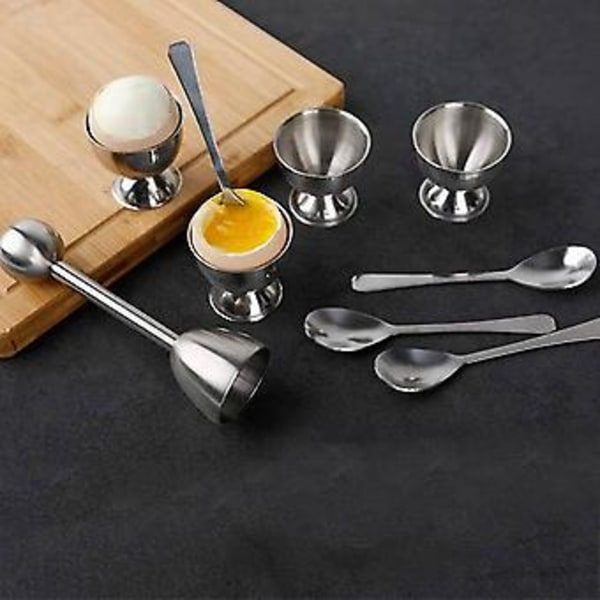 Egg Topper-sett i rustfritt stål, separatorholder for hardkokte egg, knocker-åpner, eggtilbehørssett