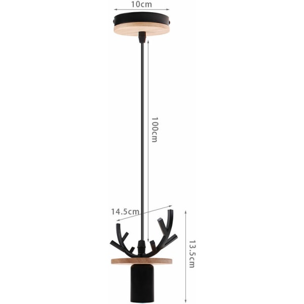 2 stk Retro Takhengt Lys Hjort Gevir Hengelampe Justerbar Lysekrone E27 Svart