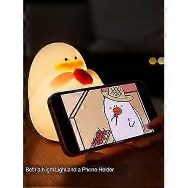 Happy Duck Natlampe til Børn, Premium Silikone Natlampe til Børn, Sød og Dæmpbar Silikonelampe til Beroligende Sengetidsstemning