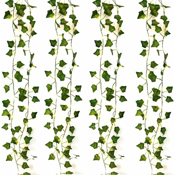 4 stk. 2M 20 LED kunstige planter LED lyskæde lyskæder grønne blade vedbendranke til hjem bryllup dekoration lampe DIY hængende have gård lys