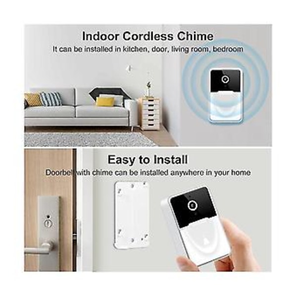 X3 Pro Dørklokke Visuel Fjernbetjening Dørklokke Wifi Trådløs Lyd Hul Fri Tovejs Intercom Kamera