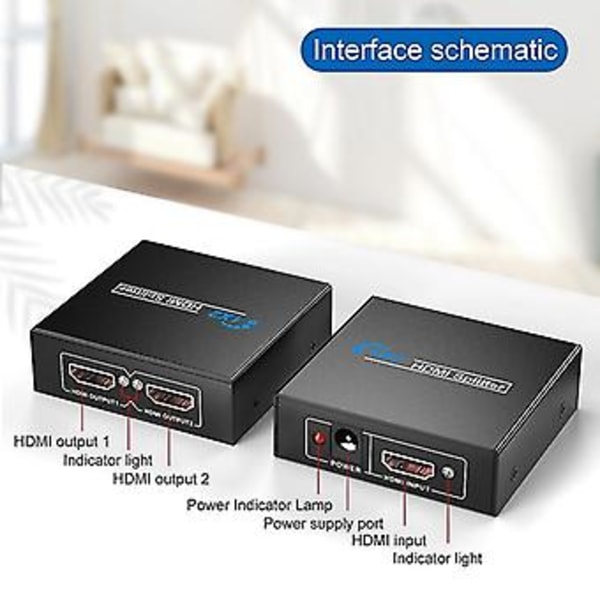 1x2 Splitter En Port Till 2 Display Dubblering/ Usb Ed Splitter (Ingång Till Två Utgångar)