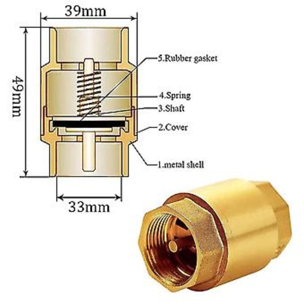 Premium Mässing Vattenbackventil för att Förhindra Återflöde av Vatten för Pump, Fontän, Tvättmaskin, Trädgård, Regntunna, Fat