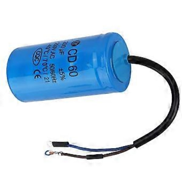 CD60 Startkondensator med Tråd 250V AC 200uF 50/60Hz för Motor Luftkompressor