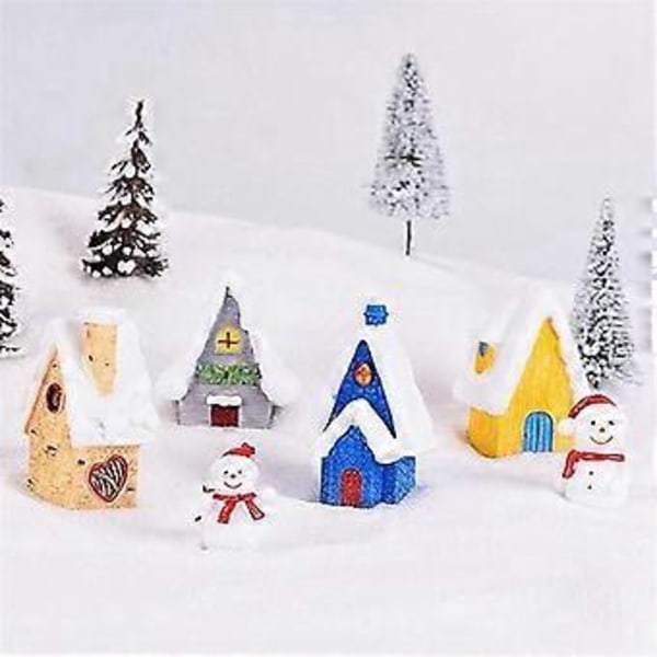 Juleminiatyrfigurer, Mini Jule Snøhus Dekor Ornamenter, Jule Dukkehus Eventyrhage Dekor