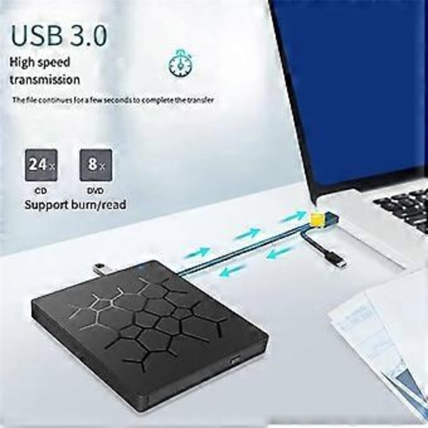 Ulkoinen CD/DVD-asema USB 3.0 Type-C 6 in 1 DVD-asema SD/TF- ja USB3.0-optisilla asemilla PC-kannettavalle