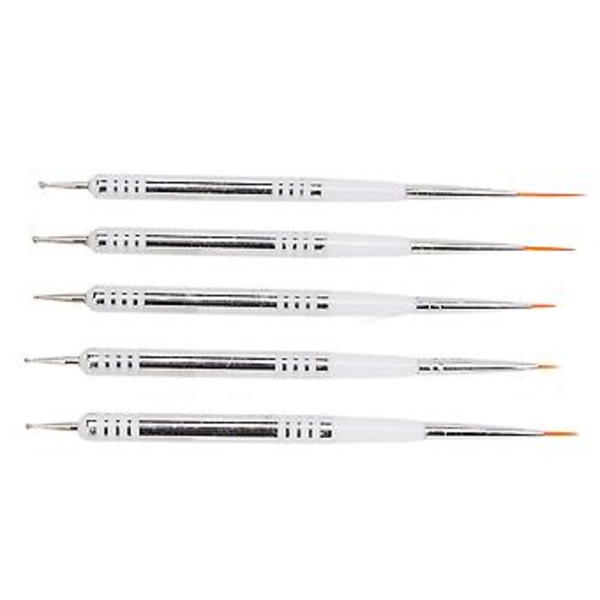 5 stk. Neglekunstbørster Dobbeltsidet Detaljetegning Fine Tip Negle Dotting Penne til Hjemme DIY Salon Manicure