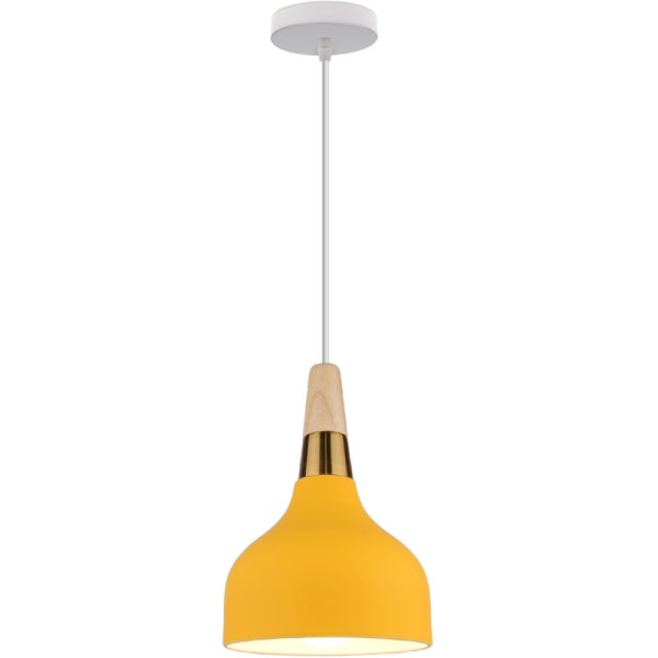 Moderne pendant lysarmatur metal træ hængende loftslampe indendørs lysekrone gul