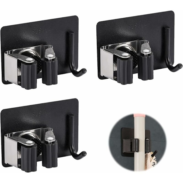 Kvastmopphållare Tidy Organizer 3 st Moppkvast hållare utan skruvtyp Kvast hållare Väggmonterad Heavy Duty Mopphållare Tidy Organizer Bru