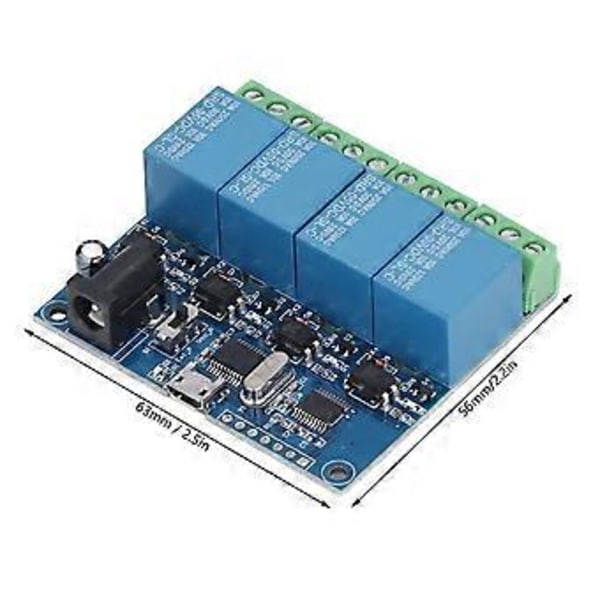 Relemoduuli 4-tie LED-merkkivalo Siirtymäsuojaus 8-bittinen mikrokontrollerisiru USB Pitkäikäinen relekytkin