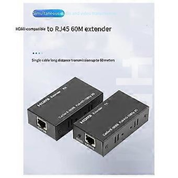 60M Extender RJ45 -Kompatibel Extender 1080P Signal Nettverk Extender CAT5/6 LAN Extensor EU PLUGG