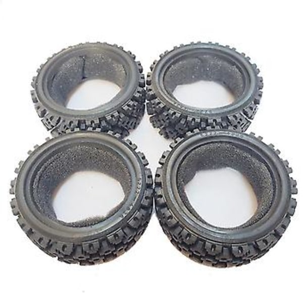 4 stk 70mm 1/10 Rc Offroad Buggy Bil Gummidekk Hjul Dekk Front For Tt01 Tt02 Xv01 Lc Racing P
