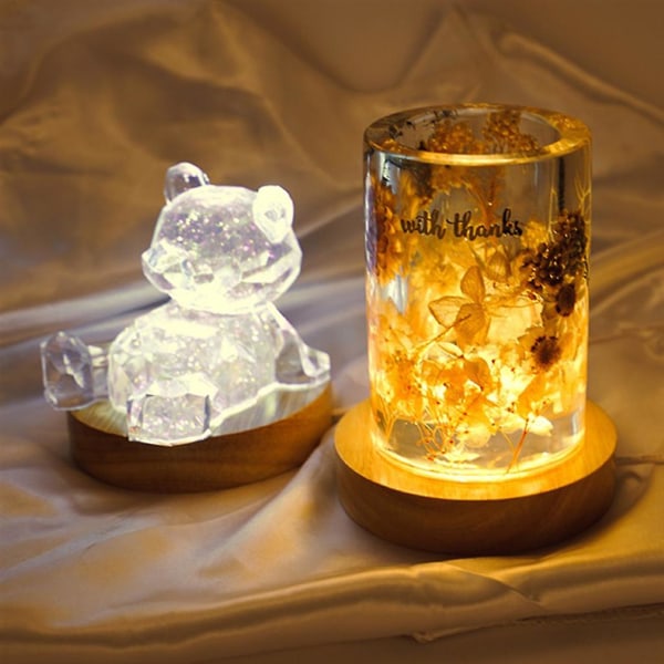 Mini Tynn Led Tre Display Base Resin Art Display Rundt Tre Natt Base Håndverk